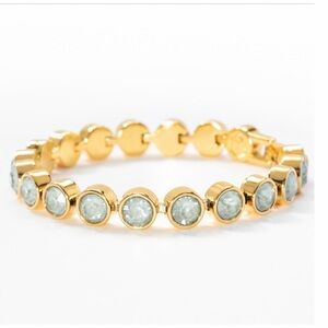 Elegant Gold with Cream Green-Blue Crystals Bracelet
